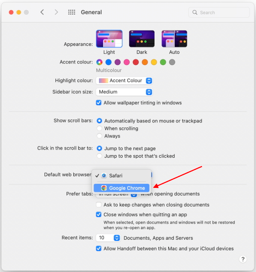 set chrome as default browser on mac